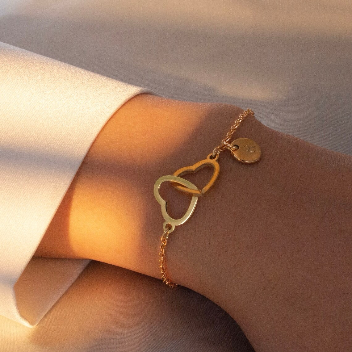 Intertwined Love Hearts Letter Initial Bracelet & Necklace