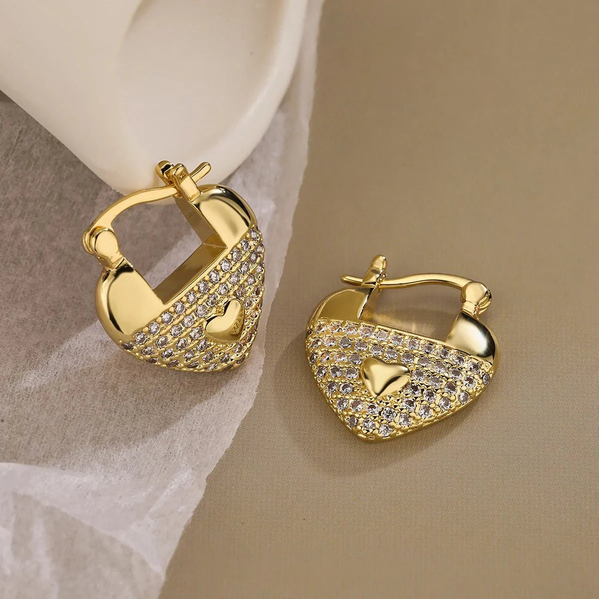 Glamorous Diamond Heart Earrings